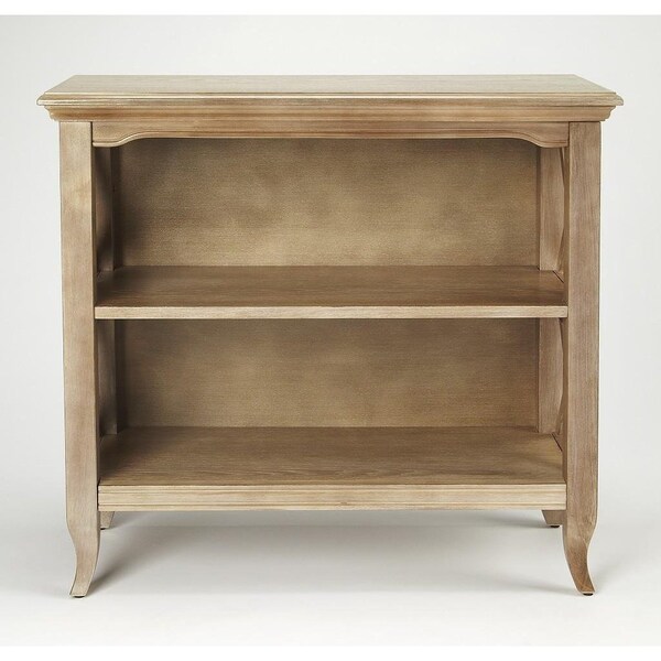Homeroots 30.25 x 32 x 13 in. Newport Gray Driftwood Low Bookcase - 389556