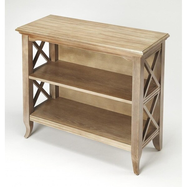 Homeroots 30.25 x 32 x 13 in. Newport Gray Driftwood Low Bookcase - 389556