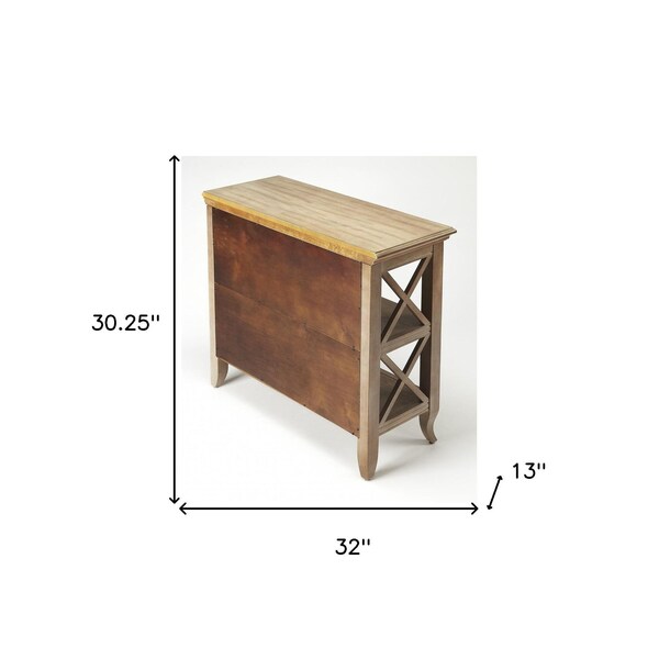 Homeroots 30.25 x 32 x 13 in. Newport Gray Driftwood Low Bookcase - 389556