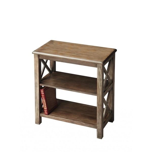 Homeroots 25 x 22 x 12 in. Vance Dusty Light Brown Trail Bookcase - 389564