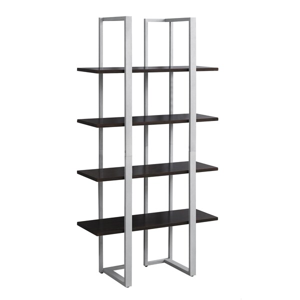 Homeroots 60 in. Cappuccino MDF & Silver Metal Bookshelf - 333434