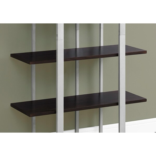 Homeroots 60 in. Cappuccino MDF & Silver Metal Bookshelf - 333434