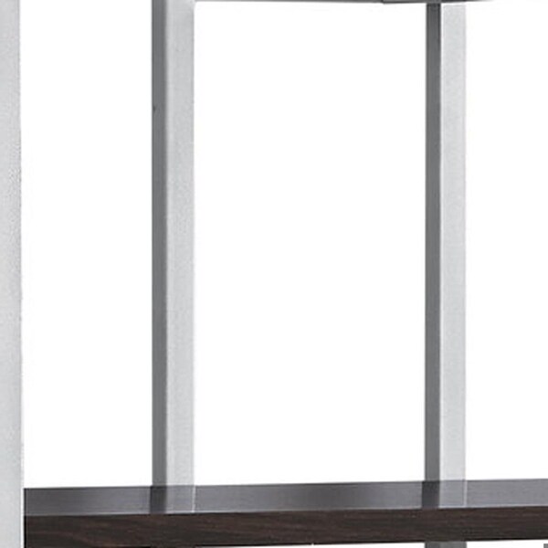 Homeroots 60 in. Cappuccino MDF & Silver Metal Bookshelf - 333434