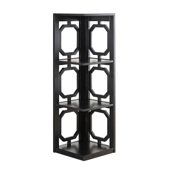 Chesterfield Leather 3 Tier Corner Bookcase; Black - 12 x 12 x 38.5 in. - CH205397