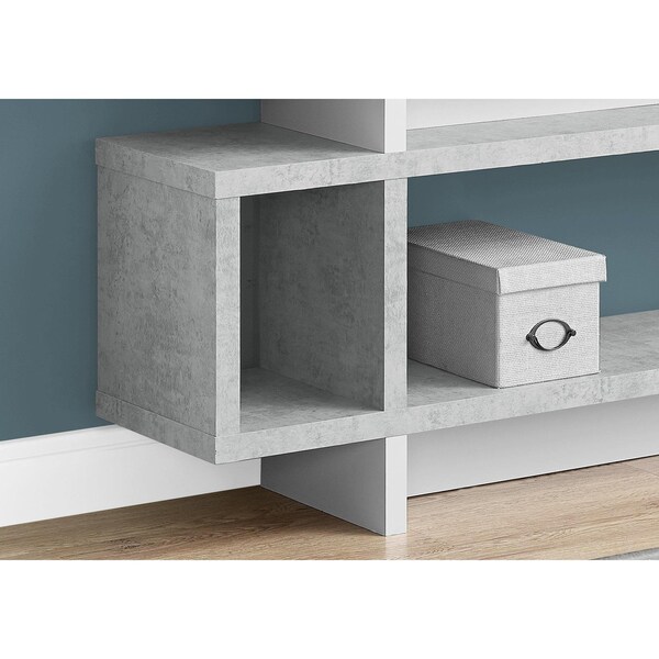 Homeroots 54.75 in. White & Cement Particle Board & MDF Bookcase with a Hollow Core - 333560