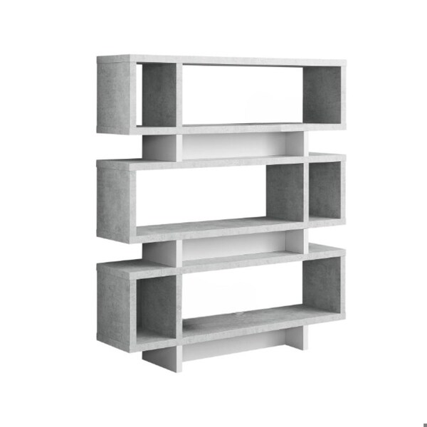 Homeroots 54.75 in. White & Cement Particle Board & MDF Bookcase with a Hollow Core - 333560