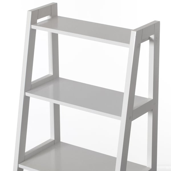 Basicwise Decorative White Wooden Modern 4-Tier Ladder Bookshelf, Flower and Plant Display - QI004376.WT