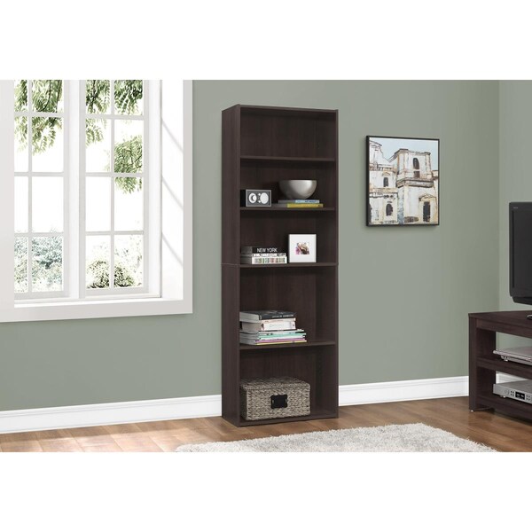 Daphnes Dinnette 72 in. Bookcase with 5 Shelves - Cappuccino - DA3596424