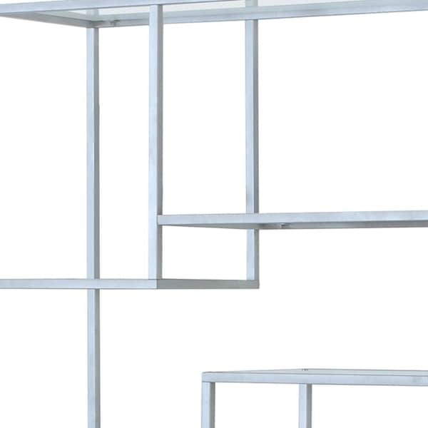 Homeroots 72 in. Metal & Tempered Glass Bookcase - 333392