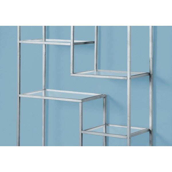 Homeroots 72 in. Metal & Tempered Glass Bookcase - 333392
