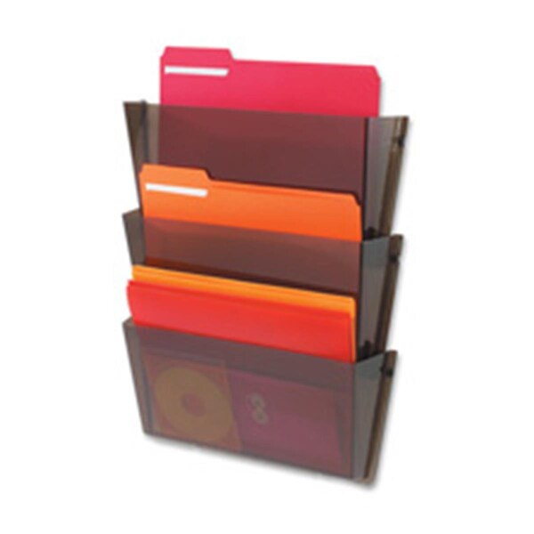 Deflecto Deflect-O  Wall Pockets, 14.5 in. x 3 in. x 6.5 in., Letter, Smoke, 3PK - DE463934