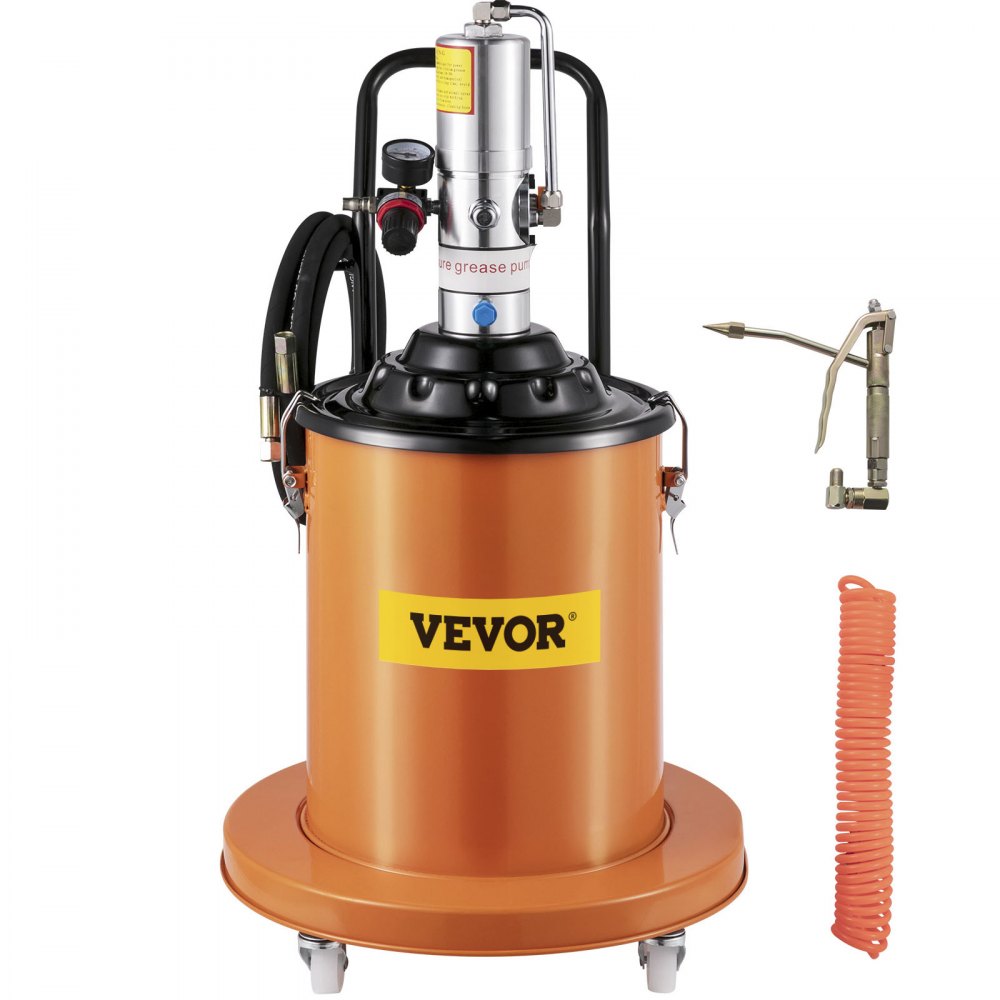 VEVOR Portable 20L Grease Pump Set Electric 5 Gallon Air Operated Grease Pump with 20FT High Pressure Hydraulic Hose - 20LHYJ00000000001V0