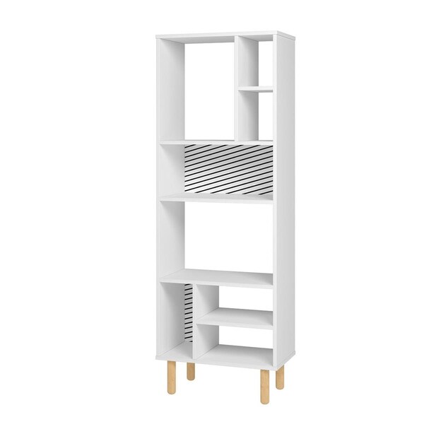 Designed To Furnish 60.23 in. Essex Decor Bookcase with 8 Shelves, White & Zebra - DE3585655
