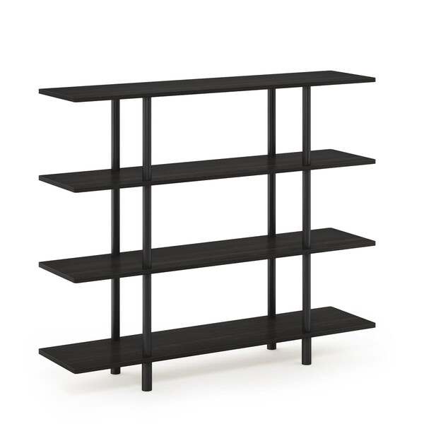 Furinno 18077EX-BK Turn-N-Tube 4-Tier Wide Display Shelf, Espresso & Black - 47.24 x 39.45 x 11.61 in. - 18077EX/BK