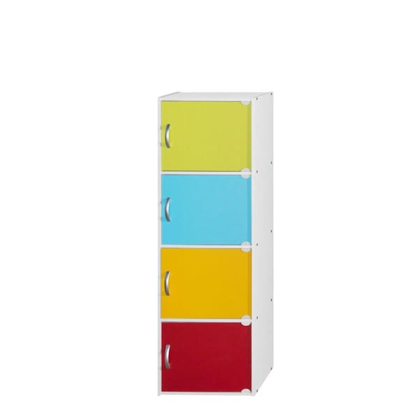 Made-To-Order 47.4 x 11.75 x 15.91 in. 4-Shelf & 4-Door Bookcase, Rainbow - MA2966915