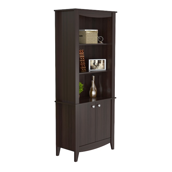 Inval Wall Unit / Bookcase 70.87 in. H 5-shelf with 2 Doors in Espresso - BE-8004