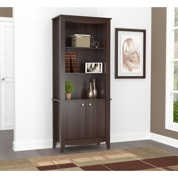 Inval Wall Unit / Bookcase 70.87 in. H 5-shelf with 2 Doors in Espresso - BE-8004