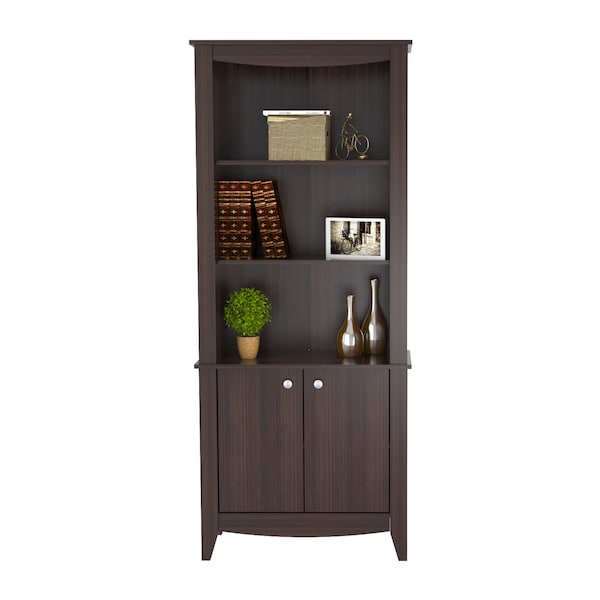 Inval Wall Unit / Bookcase 70.87 in. H 5-shelf with 2 Doors in Espresso - BE-8004