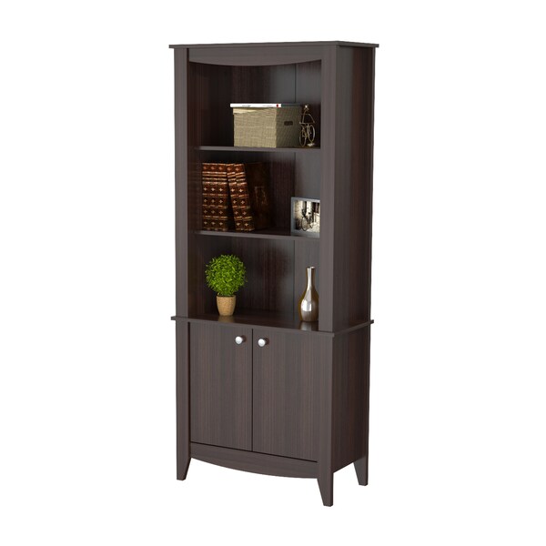 Inval Wall Unit / Bookcase 70.87 in. H 5-shelf with 2 Doors in Espresso - BE-8004
