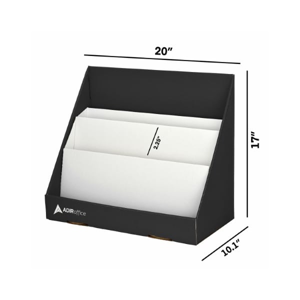 Adiroffice 3 Tiered Cardboard Bookshelf, Black, PK4 - ADI505-01-BLK-4PK