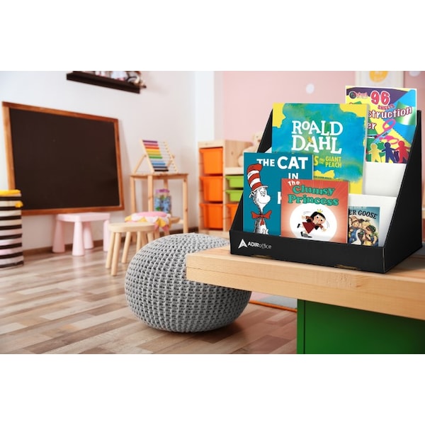 Adiroffice 3 Tiered Cardboard Bookshelf, Black, PK4 - ADI505-01-BLK-4PK
