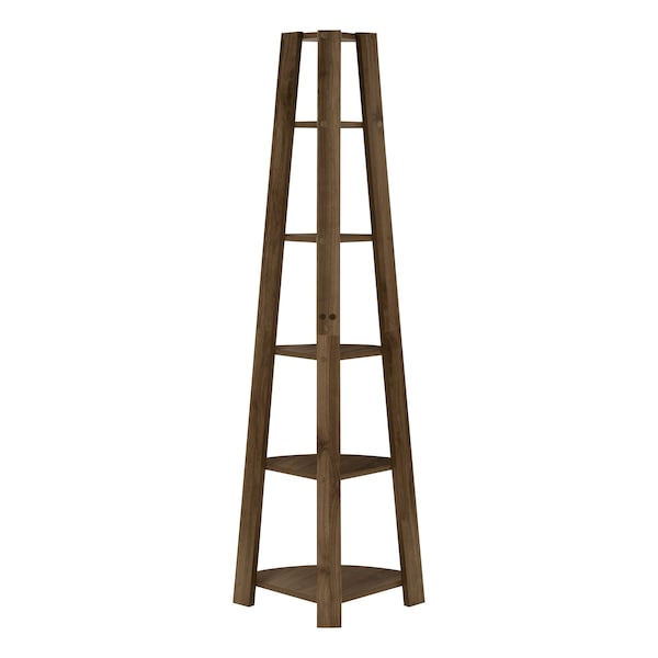 Monarch Specialties Bookshelf, Bookcase, Etagere, Corner, 5 Tier, 72in.H, Office, Bedroom, Walnut Laminate, Contemporary - I 2464