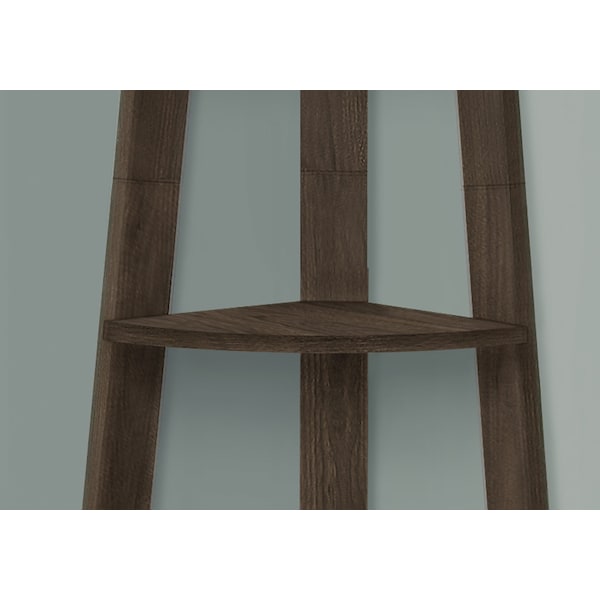 Monarch Specialties Bookshelf, Bookcase, Etagere, Corner, 5 Tier, 72in.H, Office, Bedroom, Walnut Laminate, Contemporary - I 2464