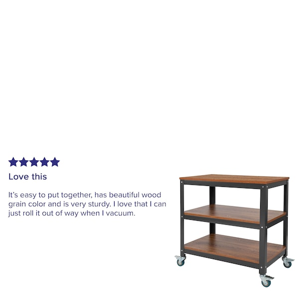 Flash Furniture Mobile Bookcase/Cart, Livingston, Brown - NAN-JN-2522B3-GG