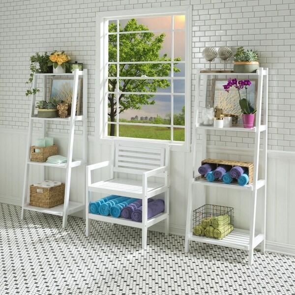 Homeroots 60 in. Bookcase with 4 Shelves, White - 380042