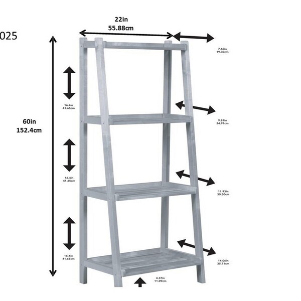 Homeroots 60 in. Bookcase with 4 Shelves, White - 380042