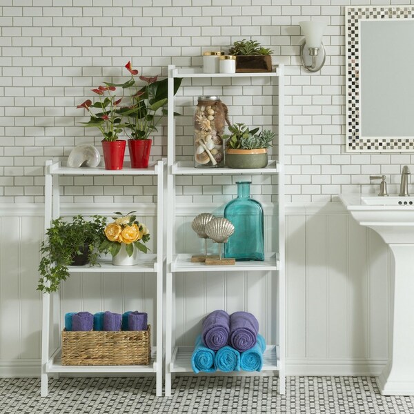 Homeroots 60 in. Bookcase with 4 Shelves, White - 380042