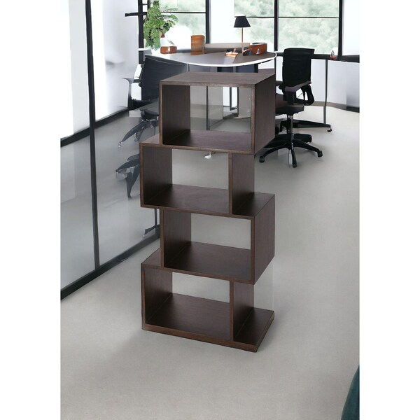 Homeroots 48 x 21.5 x 12 in. Stockholm Dark Brown Coffee Etagere Bookcase - 389559
