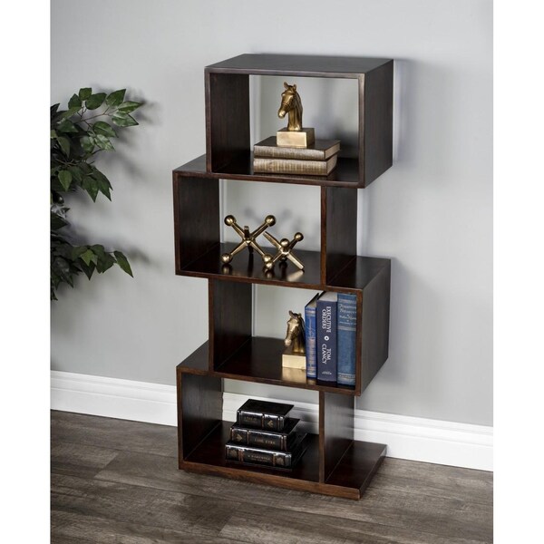 Homeroots 48 x 21.5 x 12 in. Stockholm Dark Brown Coffee Etagere Bookcase - 389559