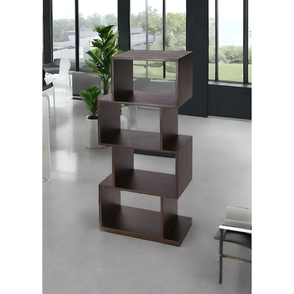 Homeroots 48 x 21.5 x 12 in. Stockholm Dark Brown Coffee Etagere Bookcase - 389559