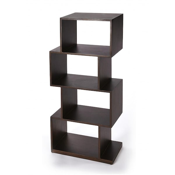 Homeroots 48 x 21.5 x 12 in. Stockholm Dark Brown Coffee Etagere Bookcase - 389559