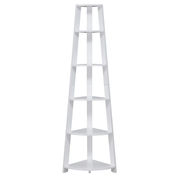 Convenience Concepts 16.5 x 16.5 x 71 in. Newport 5 Tier Corner Bookcase, White - HI2540116