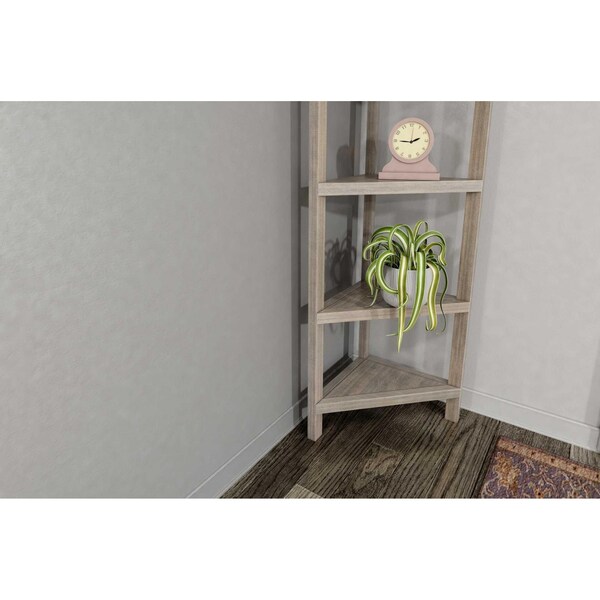 Homeroots 60 in. Bookcase with 2 Shelves, Washed Grey - 379943