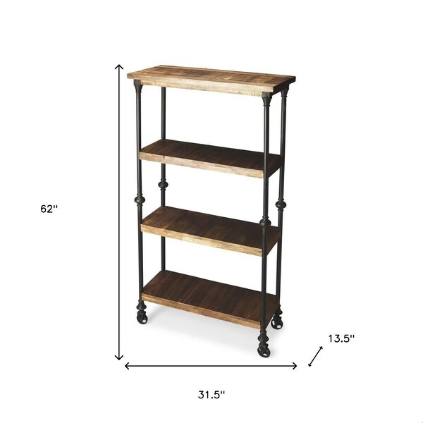 Homeroots 62 x 31.5 x 13.5 in. Fontainebleau Industrial Multi Color Chic Bookcase - 389553