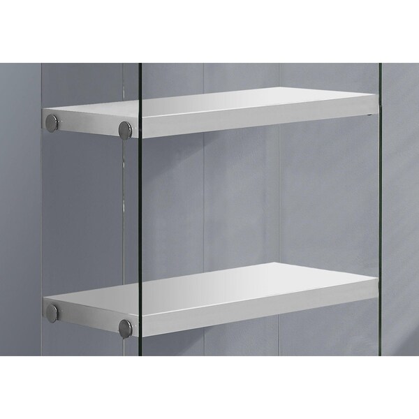 Homeroots 60 in. Glossy White Particle Board & Clear Tempered Glass Bookcase - 333149