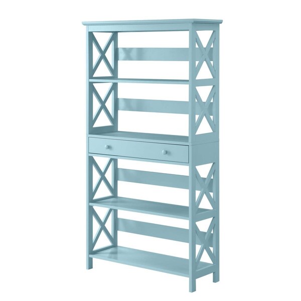 Convenience Concepts Oxford 5 Tier Bookcase with Drawer - Sea Foam Blue - HI2539841