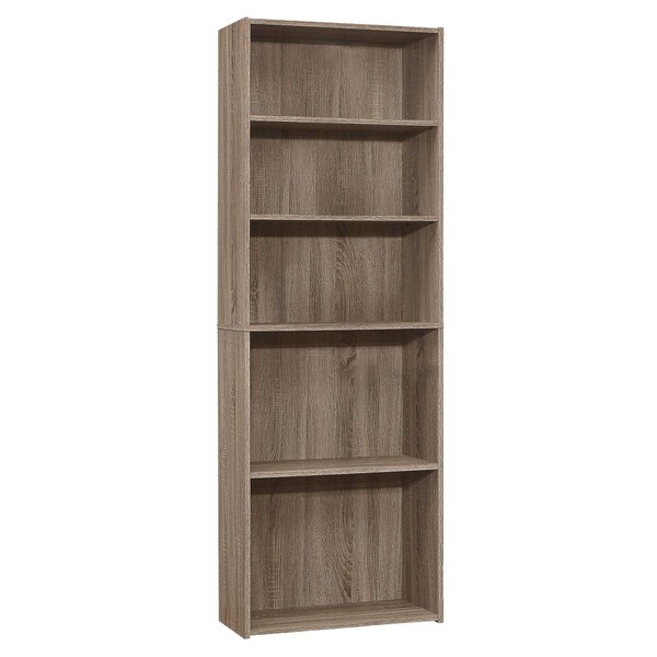 Gfancy Fixtures Dark Taupe Reclaimed Wood-Look Bookcase with 5 Shelves, 11.75 x 24.75 x 71.25 in. - GF3094753