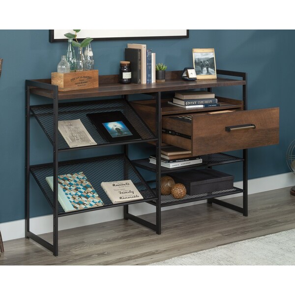 Sauder Briarbrook Horizontal Bookcase , Drawer with metal runners and safety stops provides hidden storage - 430266