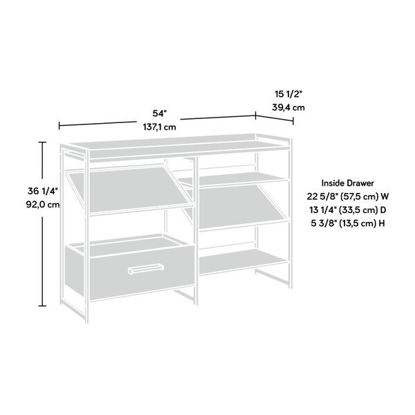 Sauder Briarbrook Horizontal Bookcase , Drawer with metal runners and safety stops provides hidden storage - 430266