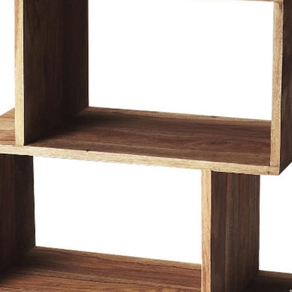 Homeroots 47.5 x 21.5 x 12 in. Stockholm Light Brown Modern Etagere Bookcase - 389558