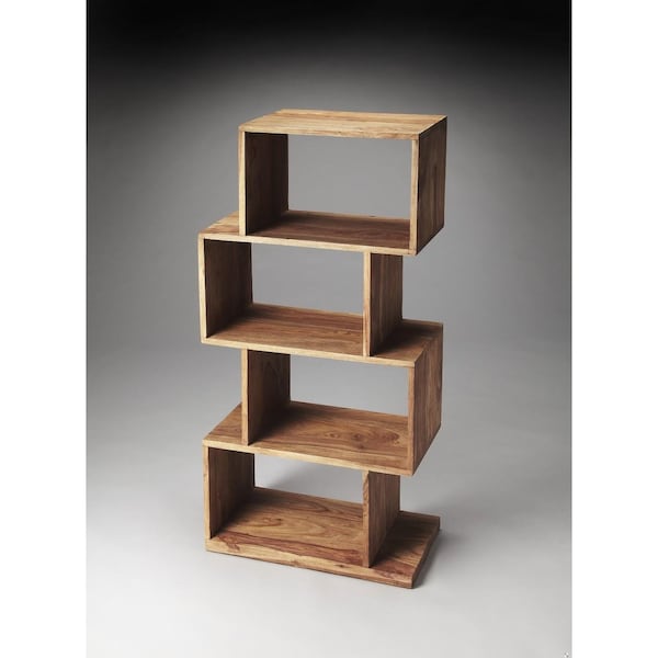 Homeroots 47.5 x 21.5 x 12 in. Stockholm Light Brown Modern Etagere Bookcase - 389558