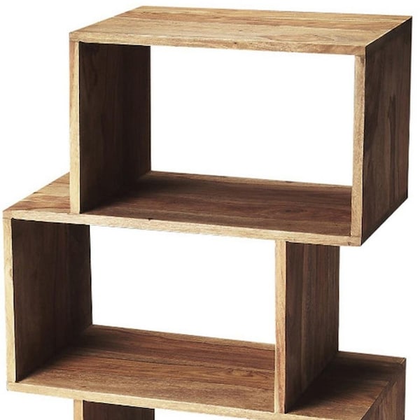 Homeroots 47.5 x 21.5 x 12 in. Stockholm Light Brown Modern Etagere Bookcase - 389558