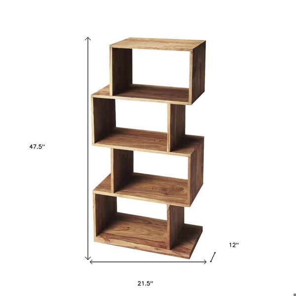 Homeroots 47.5 x 21.5 x 12 in. Stockholm Light Brown Modern Etagere Bookcase - 389558