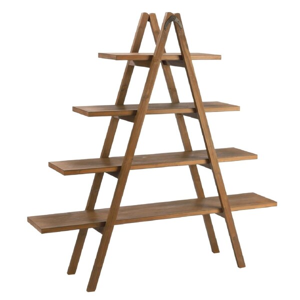 Seatsolutions 4 Tier A-Frame Wooden Display Shelf, Brown - SE3235055