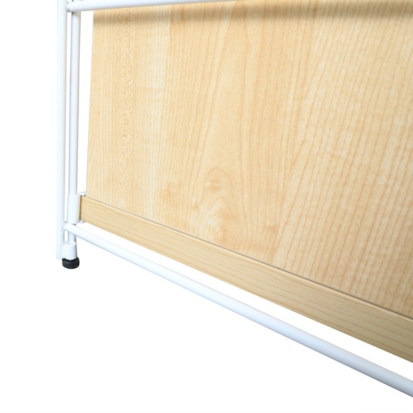 Leisuremod Brentwood Etagere Bookcase with White Steel Frame & Melamine Board Shelves, Natural Wood - BBW-65NW