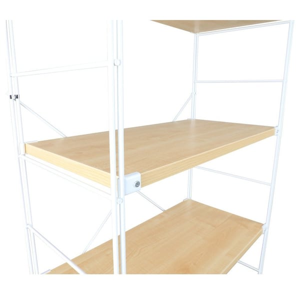 Leisuremod Brentwood Etagere Bookcase with White Steel Frame & Melamine Board Shelves, Natural Wood - BBW-65NW